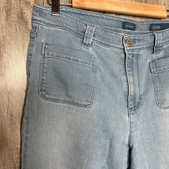 J Jill High Rise Wide Leg Jeans Patch Pockets Raw Hem Light Blue Color Size 8 - Picture 7 of 7